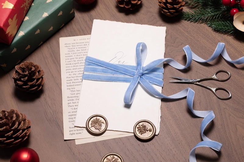 Keypan Blue Velvet Ribbon 3/8 Inch Handmade Vintage Thin Ribbons for Wrapping Gift Wreath Decoration Ornaments Bow Making Christmas Tree Home Decor, 25 Yd - Image 3